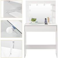 Tocador de Maquillaje Moderno con Luz LED y Espejo Grande Mueble de Dormitorio con 2 Cajones y 3 Compartimentos Abiertos - details 13