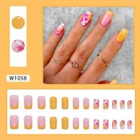 24 cuadrados de diseño floral francés simple, juego completo de uñas postizas, puntas de uñas desmontables DIY - details 3