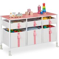 Caja de Juguetes para Niños Cómoda de 6 Cajones Material de Poliéster Blanco y Rosa - details 0