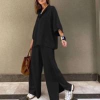 Conjunto de Dos Piezas de Algodón Vintage Pantalones de Pierna Ancha Casuales para Mujeres - details 1