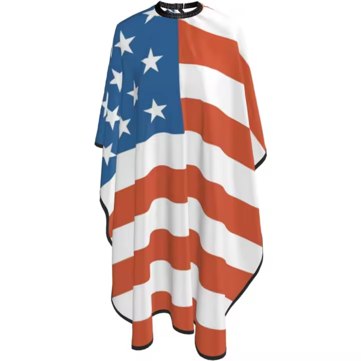 Capa de peluquero con bandera de EE. UU. - Capa de corte de pelo impermeable para peluquería profesional con cierre a presión ajustable - Delantal de corte de pelo para estilista y uso doméstico - 55''X66'' - 1