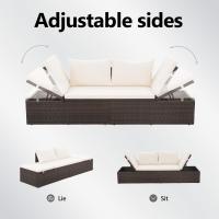 Sofá Jardín Ratán Sintético Acero Cojín Marrón Tumbona Ajustable Patio - details 4