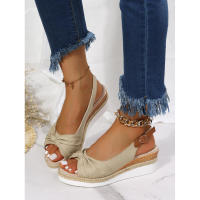 Nuevas sandalias casuales de cuña con lazo de cuerda de cáñamo de gran tamaño para mujer - details 9