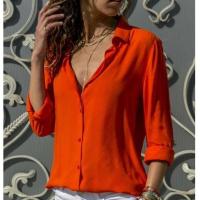 Blusa de Chiffon Suave y Elegante Camisa Larga con Cuello de Cuentas Tunicas de Oficina para Mujeres Tops de Talla Grande 2023 - details 8