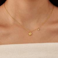 Collar de acero inoxidable para mujer estilo INS: delicado colgante de flor de circón, cadena de gargantilla minimalista, joyería diaria - details 6