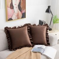 Funda de almohada suave con volantes de Color sólido, funda de almohada cuadrada Vintage, funda de cojín delicada de 45CM para sala de estar/oficina - details 10