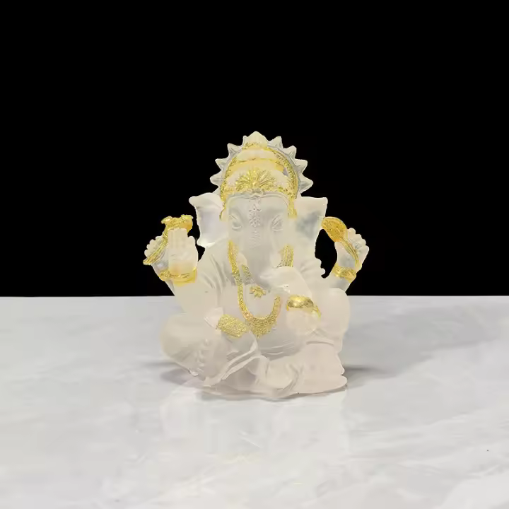 Adorno de cristal de agua de resina india, artesanías interiores para el hogar, estatua de Dios con trompa de elefante Ganesha - 1