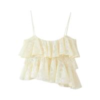 PB & ZA-top con tirantes asimétricos decorativos apilados de encaje, novedad de verano, top con tirantes sencillo y dulce para mujer 2025 - details 2