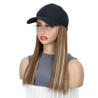 Gorra de béisbol negra sintética con peluca, postizo Natural, peluca de sombrero ajustable, pelo largo y liso de Bob esponjoso de una pieza - details 3