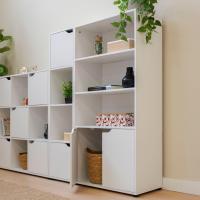 Estantería de Madera, Librería con Puerta y Compartimentos Abiertos, Mueble almacenaje, Organizador,en Color Natural de 119x29x59 cm para Estudio,Dormitorio,Salón, Oficina y Biblioteca - details 24