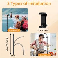 JOILCAN Bastón de selfie extensible y plegable de 209,98 cm con trípode con cuello de ganso de 35,0 cm, pinzas para teléfono y bolsa de transporte - Soporte de teléfono de aleación de aluminio ajustable para grabación de video, transmisión en vivo y fotog - details 4