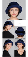 Gorra Elegante de Church Black para Mujer Gorra de Lana Fedora de Aro Ancho con Nudo de Moño Pelo Corporel Estilo Vintage Moda Lady Color Morado Primavera/Verano - details 4