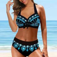 Bikini Bohemio sin Mangas para Mujeres Top de Crop de Talla Alta Ropa de Playa Impresa con Espalda Descubierta Tallas 42-3XL - details 3
