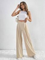 Pantalones de Oficina para Mujer de Cintura Alta y Pierna Ancha Cómoda y Elegante Estilo Clásico de Algodón Ajuste Suelto, No Ajusta, Moda de los 90s - details 1