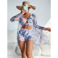 Conjunto de bikini push-up para mujer, traje de baño de 3 piezas con estampado de moda, cintura alta, 2025 - details 11