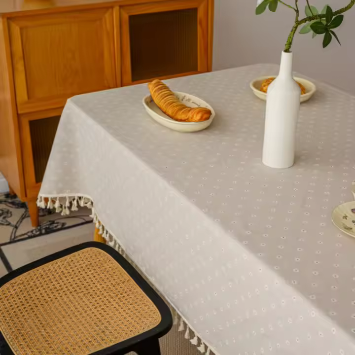 Mantel de lino y algodón Vintage, mantel con estampado Floral y borlas, cubierta de mesa lavable para comedor, picnic, decoración de mesa - 1