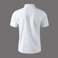 Nueva camisa de negocios de manga corta informal de color sólido para hombre, moda de verano, sin permanente, top cómodo y versátil - details 3