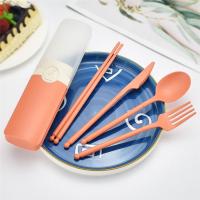 Juego de cubiertos de paja de trigo, cuchara portátil, tenedor, cuchillo, palillos con estuche, vajilla para oficina de estudiantes - details 6