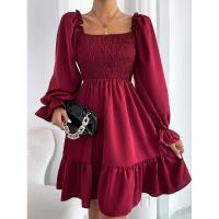 Vestido elegante de moda con cuello cuadrado largo y manga sólida para mujer - details 8