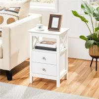 2 mesitas de noche para dormitorio con 2 cajones y estante, mesa auxiliar de sofá moderna, mueble de noche blanco de 40 x 30 x 60 cm - details 3