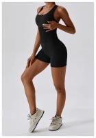 Traje de Yoga con espalda integrada de alta elasticidad para mujer, mono ajustado de compresión Abdominal, traje de Yoga sin costuras - details 7