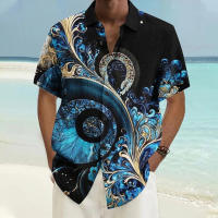 Camisas coloridas de verano para hombre, moda para actividades al aire libre, camisetas de manga corta con estampado láser, ropa de talla grande para hombre sin bolsillo - details 4