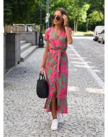 Vestido Floral Elegante con Escote en V Estampado Moderno, Transpirable, Perfecto para Trabajo y Ocasiones Casuales - details 13