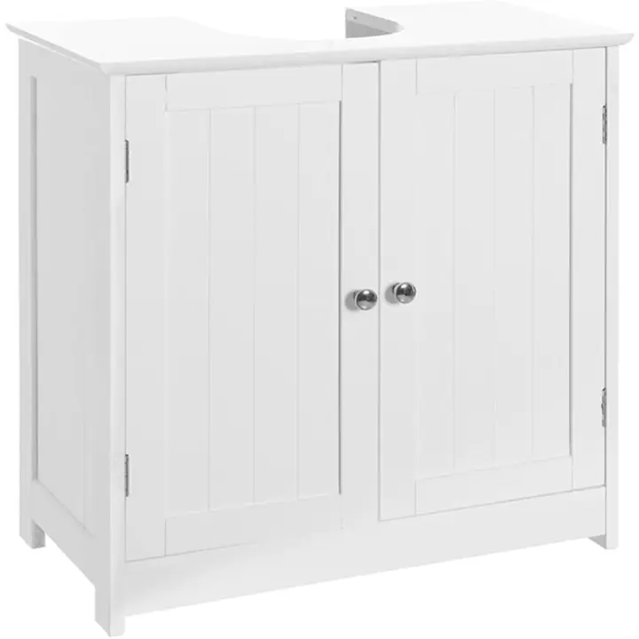 Mueble Bajo Lavabo de Madera Blanca de 60x60x30 cm con 2 Puertas y 2 baldas para Lavabos con Pedestal de Pie - 1
