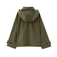 Chaqueta con Capucha Desmontable para Mujer Otoño 2024 Manga Larga Diagonal con Hebilla - details 2