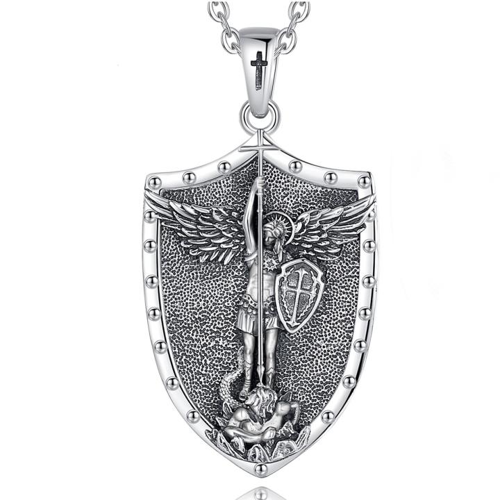 Collar Plata De Ley 925 Con Colgante Arcángel | Urna Para Cenizas O Recuerdos | Cadena 22+2 Pulgadas, Acero Inoxidable | Regalo Religioso Conmemorativo