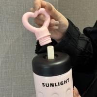 Bonita taza termo de 500ml de acero inoxidable para mantener el calor, taza con pajita con mango de amor y hielo, taza de café sellada con pajita para el hogar - details 6