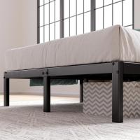 150x190 cm - Altura 36 cm con almacenamiento debajo de la cama - Estructura de cama de plataforma de metal con soporte de listones de acero - Negro - details 3