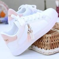 Zapatillas deportivas transpirables para mujer, zapatos informales de malla plana, color blanco, para estudiantes - details 5