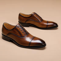 Zapatos de negocios para hombre, tres juntas de cuero, para caballero - details 15
