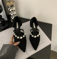Nuevo bolso trasero y zapatos individuales con perlas de moda. - details 30