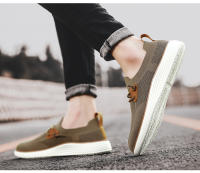 Zapatos de tela transpirable de malla tejida con mosca para hombre, estilo pedal viejo de Beijing, zapatos de lona. - details 9