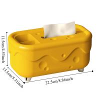 Caja de pañuelos de queso Kawaii creativa, soporte de plástico elegante para pañuelos, caja de almacenamiento de papel con acabado brillante para oficina - details 0