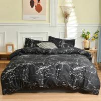 Súper King Seda de Cama con Estampado de Mármol Negro Funda de Edredón Simple Estilo Muebles de Dormitorio Conjunto de Ropa de Cama 220x240 - details 8