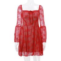 Elegante Vestido Mini de Manga Larga para Mujer Estampado de Otoño-Invierno - details 11