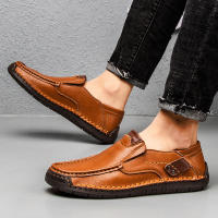 Zapatos De Cuero Hechos a Mano Para Hombre Mocasines Casuales Cómodos Zapatos Planos Para Exterior Caminar Talla Verdadera Para Adultos - details 17