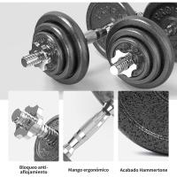Mancuernas Ajustables de Hierro Fundido Juego de Pesas con Barra de Conexión para Halterofilia, Culturismo, Fitness en Casa - details 2