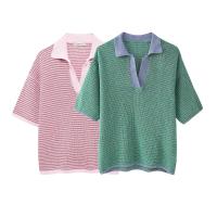 Conjunto de Moda para Mujer OUWU Camisa con Cuello de Raya y Pantalones Cortos Elásticos - details 0