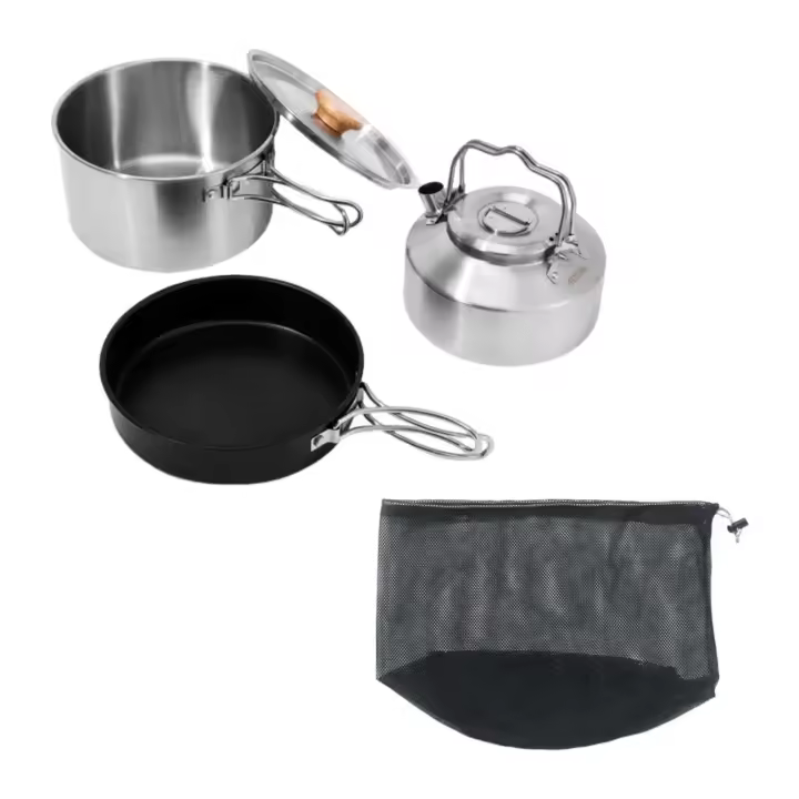 Juego de utensilios de cocina, olla para acampar, equipo de cocina al aire libre, mango plegable portátil - 1