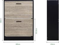 Mueble zapatero de 12 pares - Estantería de gran capacidad para vestíbulo o pasillo - (ancho) 60 x (profundidad) 24 x (alto) 80 cm - Madera clara blanca - details 91