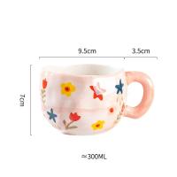 Taza de Cerámica Estilo Coreano Hecha a Mano 300ML Taza de Café Desayuno con Diseño de Flor Pintada a Mano Ideal para Desayuno, Leche de Mañana, Té de la Tarde - details 10