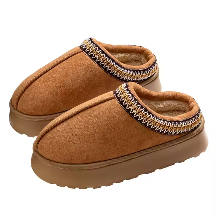 Pantuflas de algodón para el hogar para parejas, invierno, con suela gruesa y color sólido, pantuflas de algodón cálidas con terciopelo antideslizante - 1