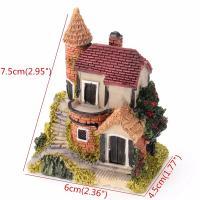 Casa de Resina Miniatura 2 Piezas Jardín de Hada Paisaje Micro Decoración de Jardín Casa Tema Random Color - details 1