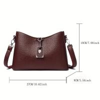 2025 Nueva Mujer Casual: Bolso Bandolera Sintético Negro Minimalista de 3 Capas con Correa Extraíble y Cierre de Cremallera para el Trabajo. - details 8
