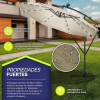 Parasol Excentrico de Sombrilla con 32 Luces LED Solar Giratorio 360º, Protección UV - details 1