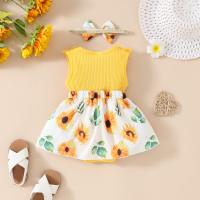 Vestido de Bebé Niña Flor Sin Mangas triangular Con Capucha, 0 a 1 Años, Encaje, Cinta corporal Para El Pelo, 2024 - details 5